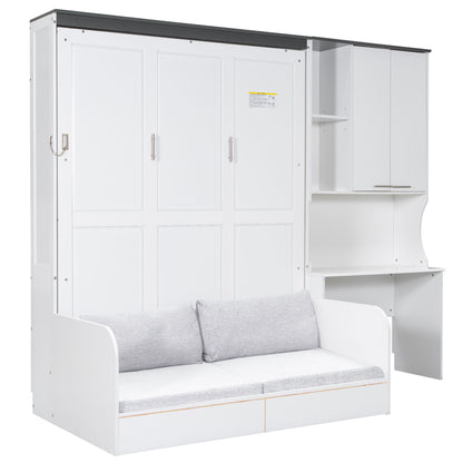 Multi Functional Murphy Bed With Sofa, Desk, And Storage Cabinet, Queen Size - White - The Sleep Loft - Online Mattress Showroom NYC