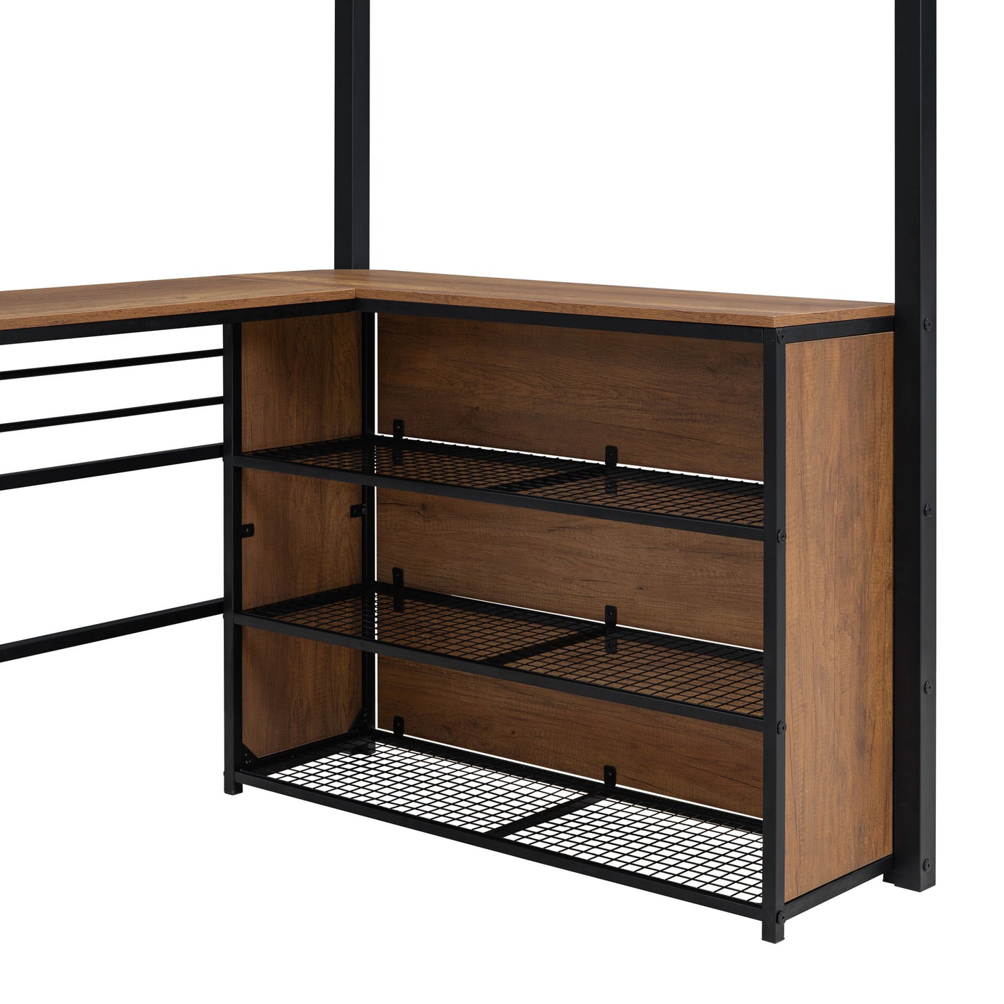 Loft Bed & 3 Layers Of Shelves And L-Shaped Desk - The Sleep Loft - Online Mattress Showroom NYC