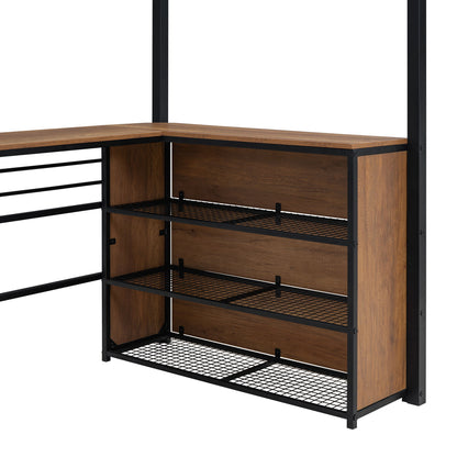 Loft Bed & 3 Layers Of Shelves And L-Shaped Desk - The Sleep Loft - Online Mattress Showroom NYC
