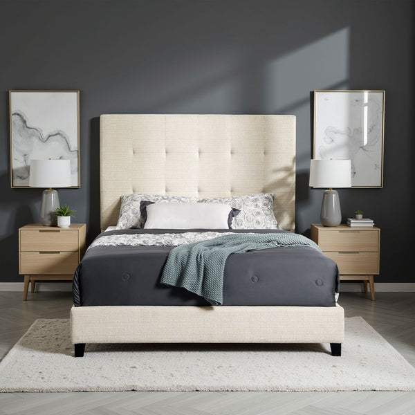Tufted Upholstered Headboard Platform Bed