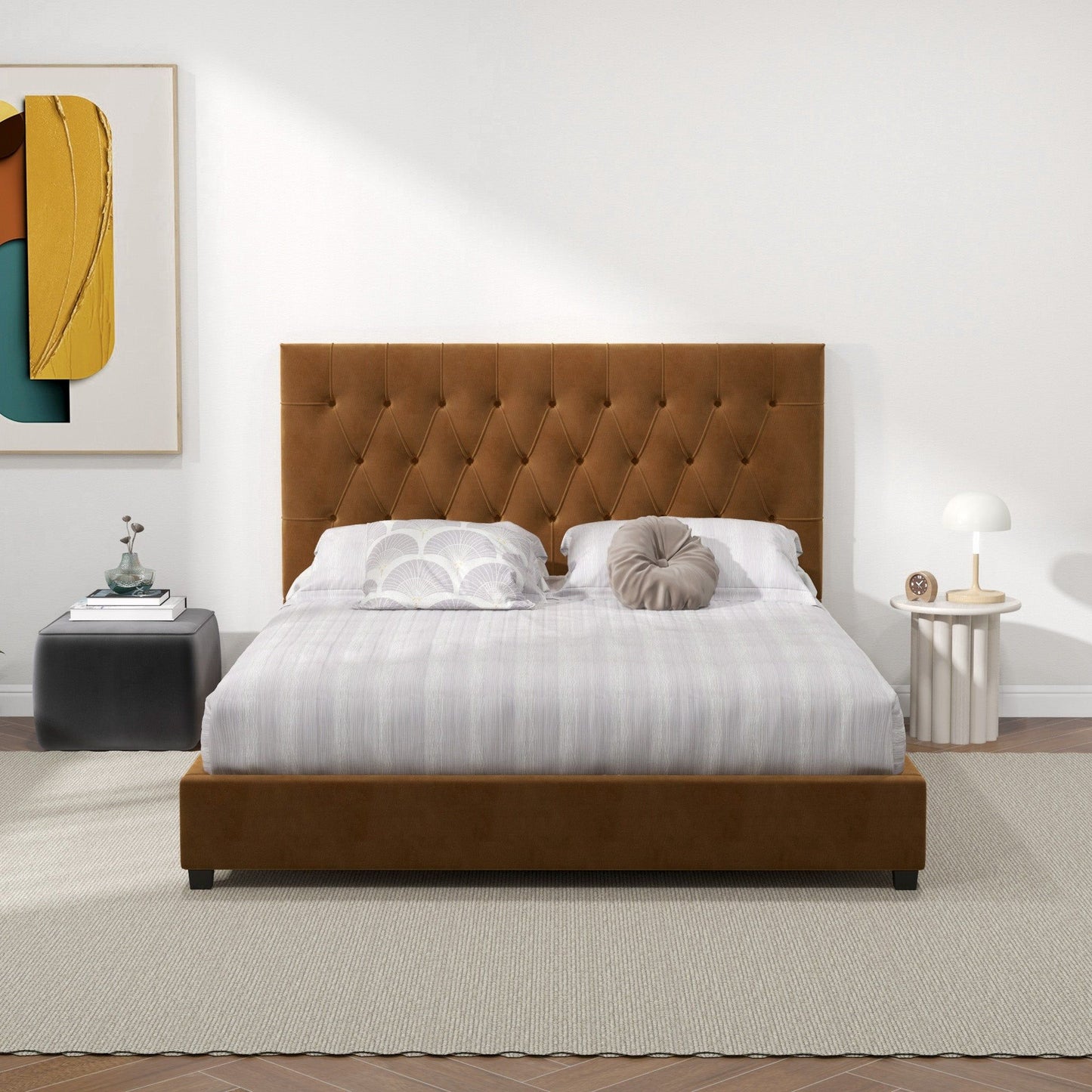 Donald - Mid-Century Modern Upholstered Platform Bed - The Sleep Loft - Online Mattress Showroom NYC