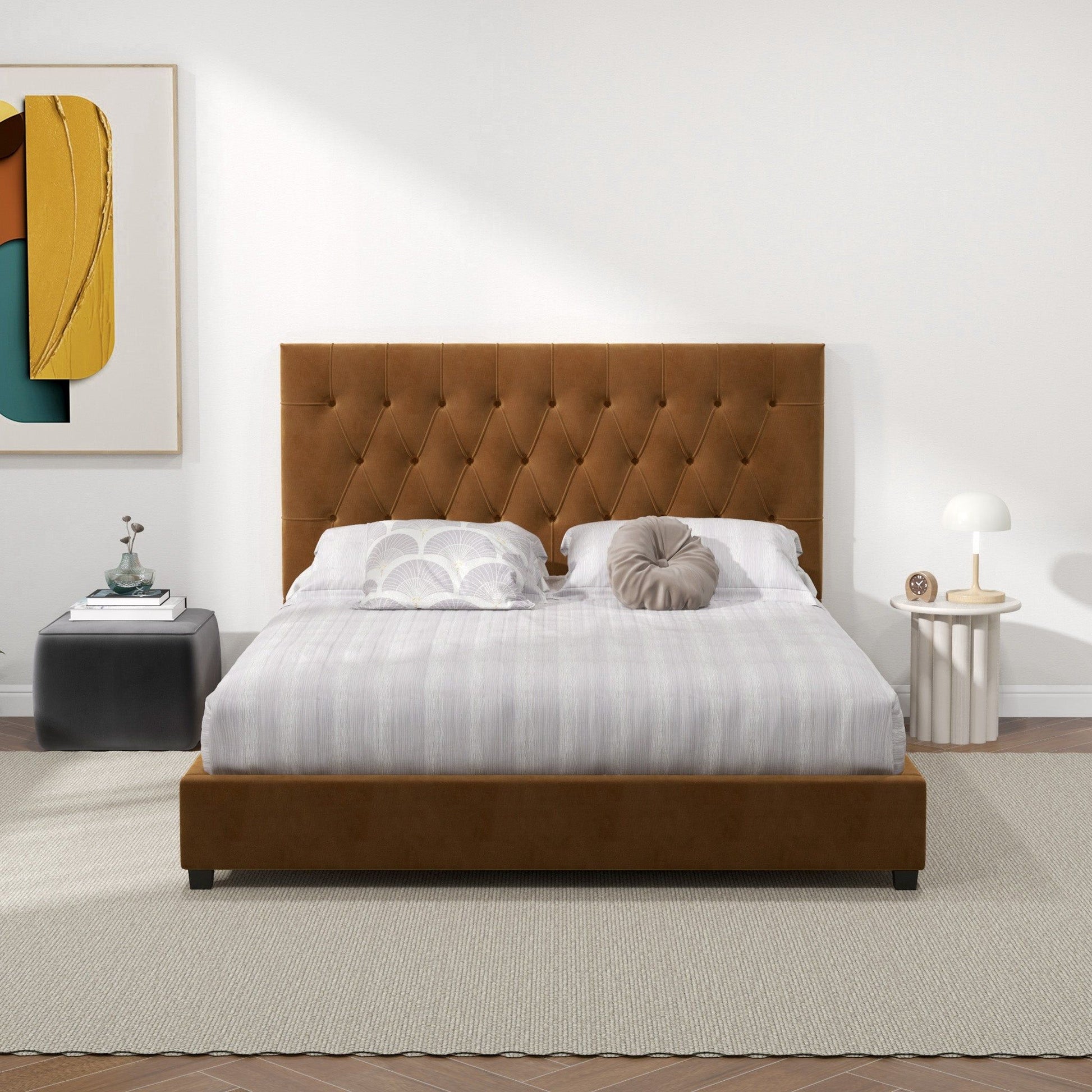 Donald - Mid-Century Modern Upholstered Platform Bed - The Sleep Loft - Online Mattress Showroom NYC
