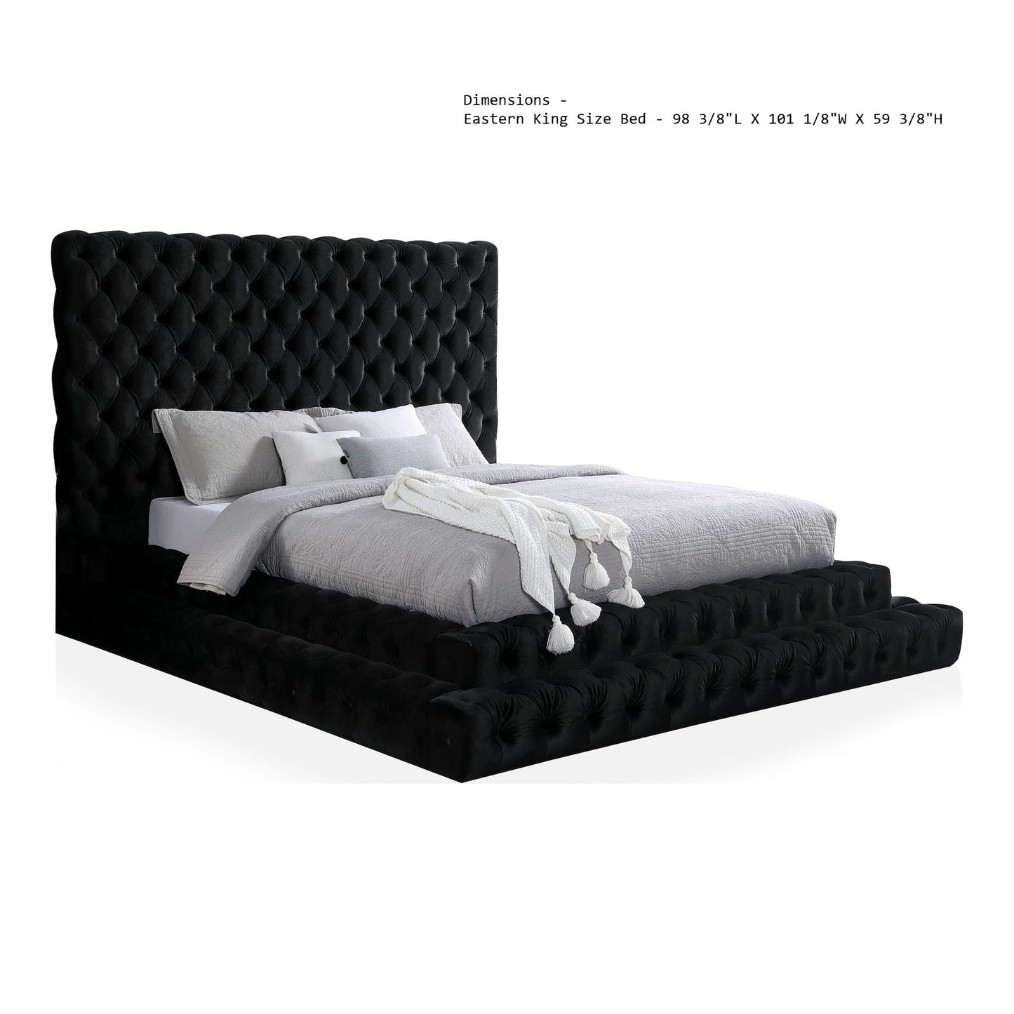 Tufted Oversized Headboard Platform Bed With Fully Upholstered Frame