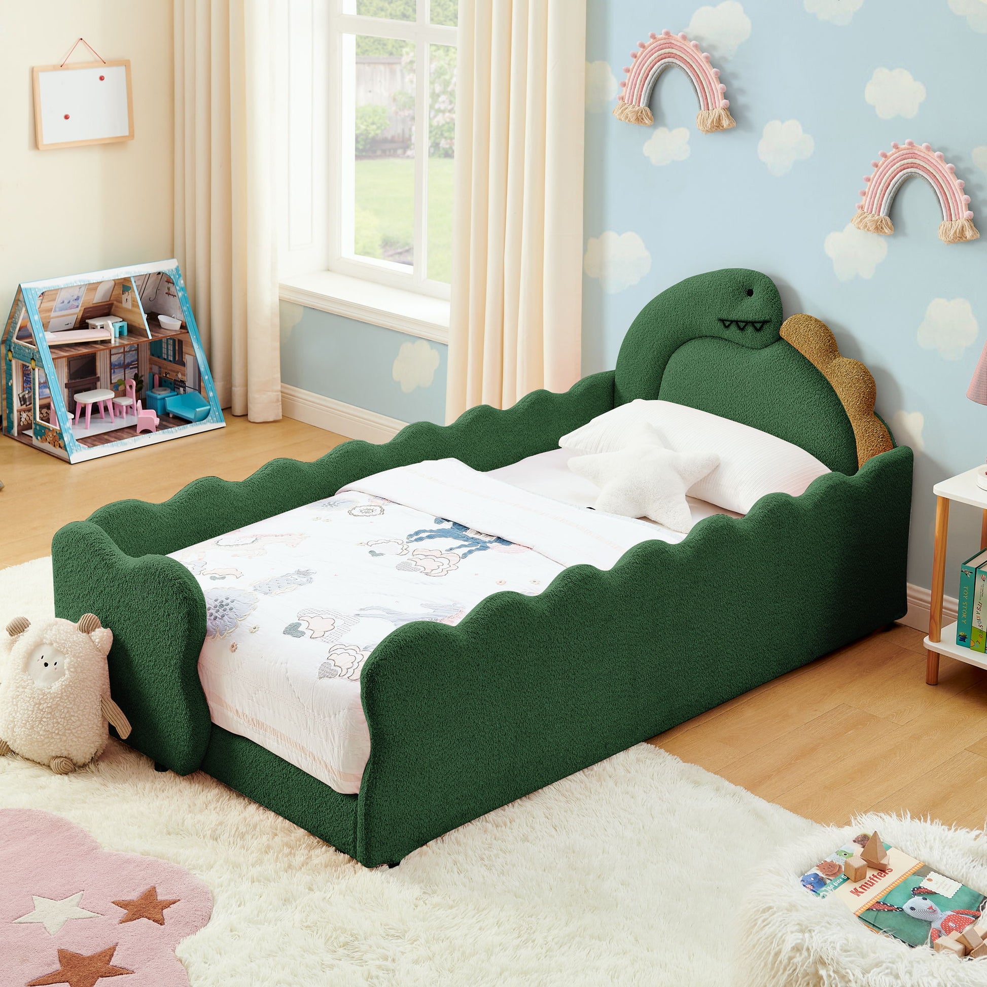 Cute Dinosaur Shaped Bed With Safety Guardrail, Toddler Frame - The Sleep Loft - Online Mattress Showroom NYC