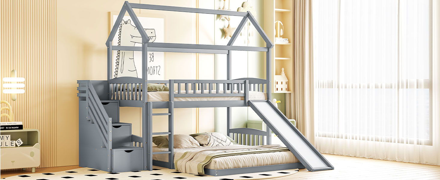 House Bunk Bed With Slide - The Sleep Loft - Online Mattress Showroom NYC