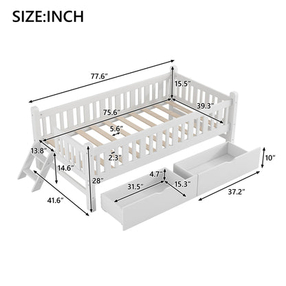 Platform Bed With Guardrail And 2 Drawers - The Sleep Loft - Online Mattress Showroom NYC