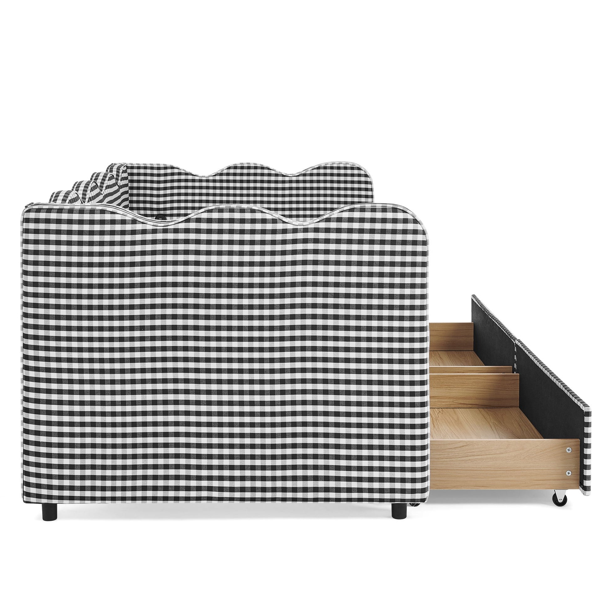 Gingham Daybed With USB Charging Port, Wave-Shaped Design - The Sleep Loft - Online Mattress Showroom NYC