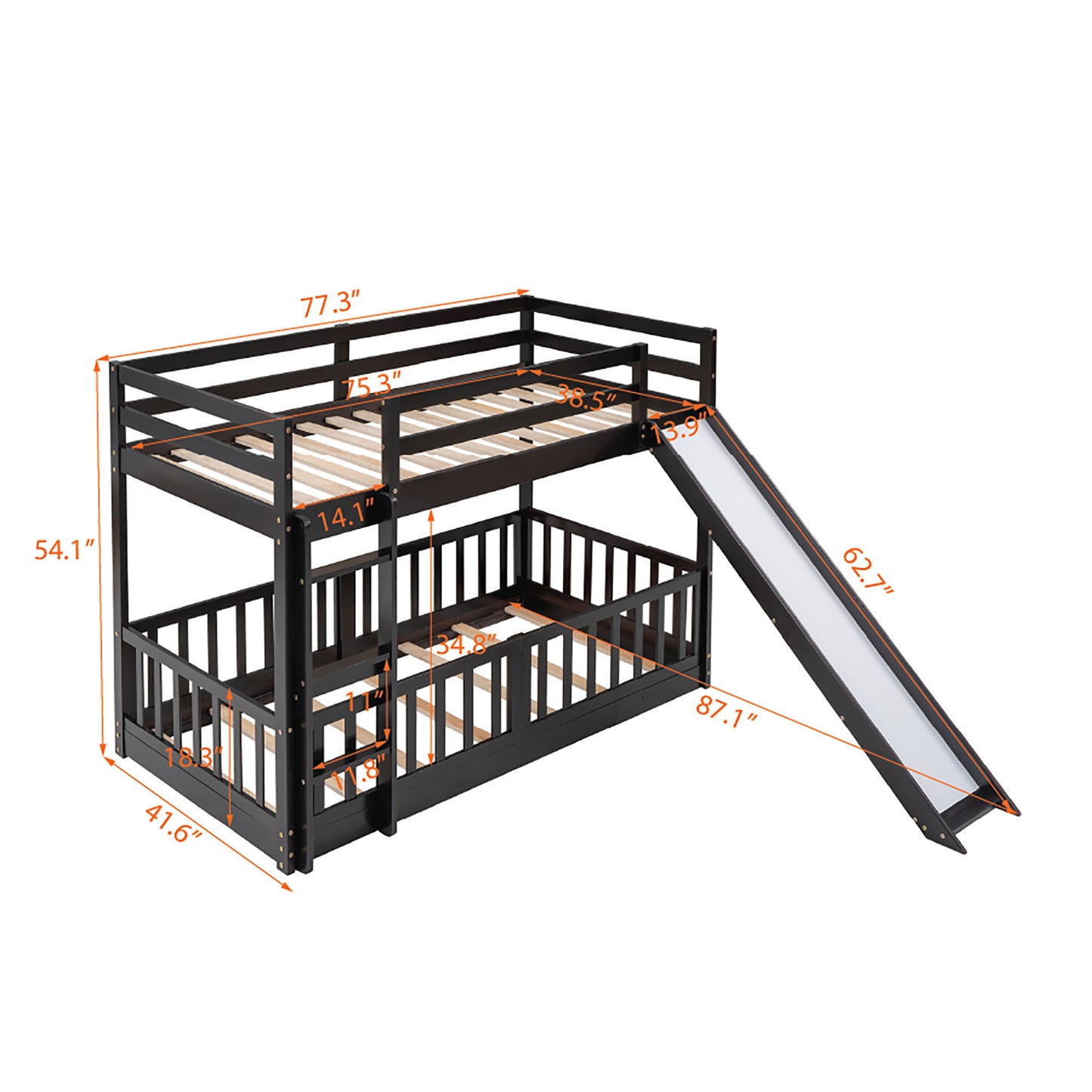 Bunk Bed With Convertible Ladder And Slide - The Sleep Loft - Online Mattress Showroom NYC