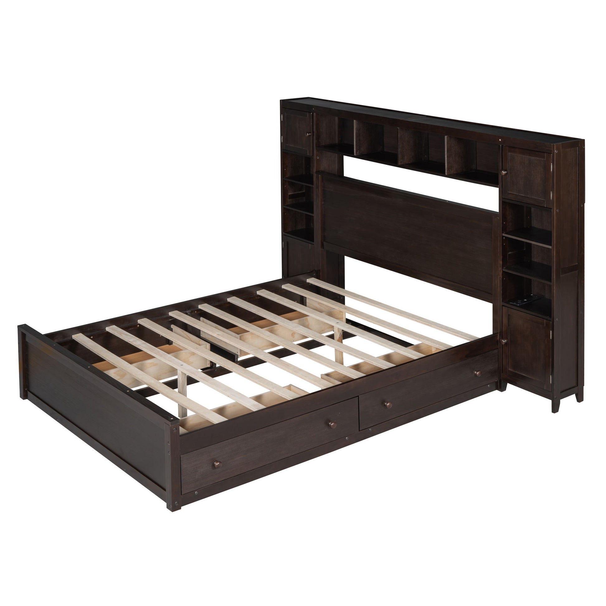 Bed With All In One Cabinet, Shelf And Sockets - The Sleep Loft - Online Mattress Showroom NYC