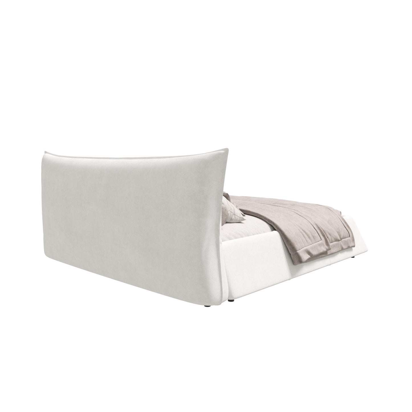 King Size Platform Bed With Special-Shaped Headboard - Cream - The Sleep Loft - Online Mattress Showroom NYC