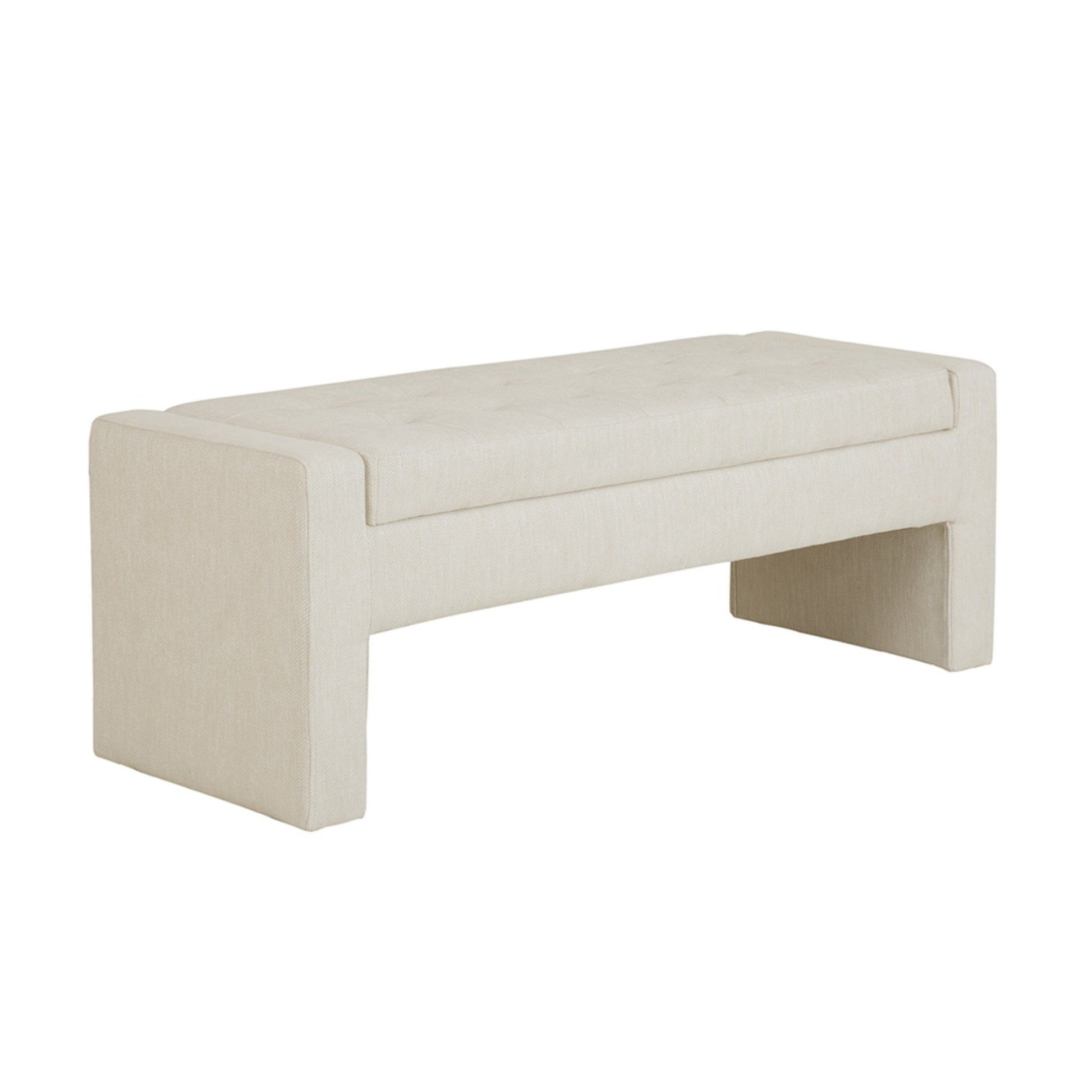 Elegant Soft Close Storage Bench Polyester Upholstery - Cream - The Sleep Loft - Online Mattress Showroom NYC