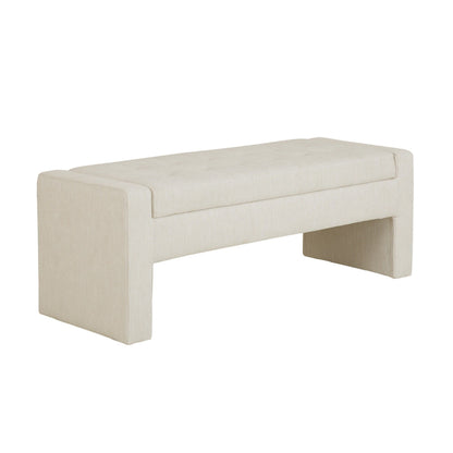 Elegant Soft Close Storage Bench Polyester Upholstery - Cream - The Sleep Loft - Online Mattress Showroom NYC