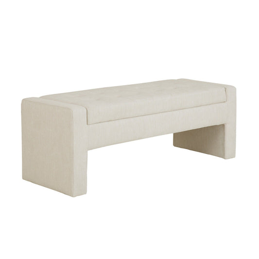 Elegant Soft Close Storage Bench Polyester Upholstery - Cream - The Sleep Loft - Online Mattress Showroom NYC
