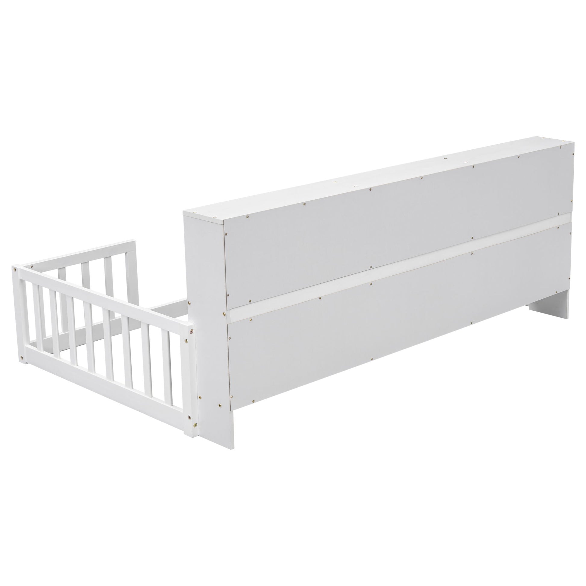 Floor Bed With Bedside Bookcase, Shelves, Guardrails - The Sleep Loft - Online Mattress Showroom NYC
