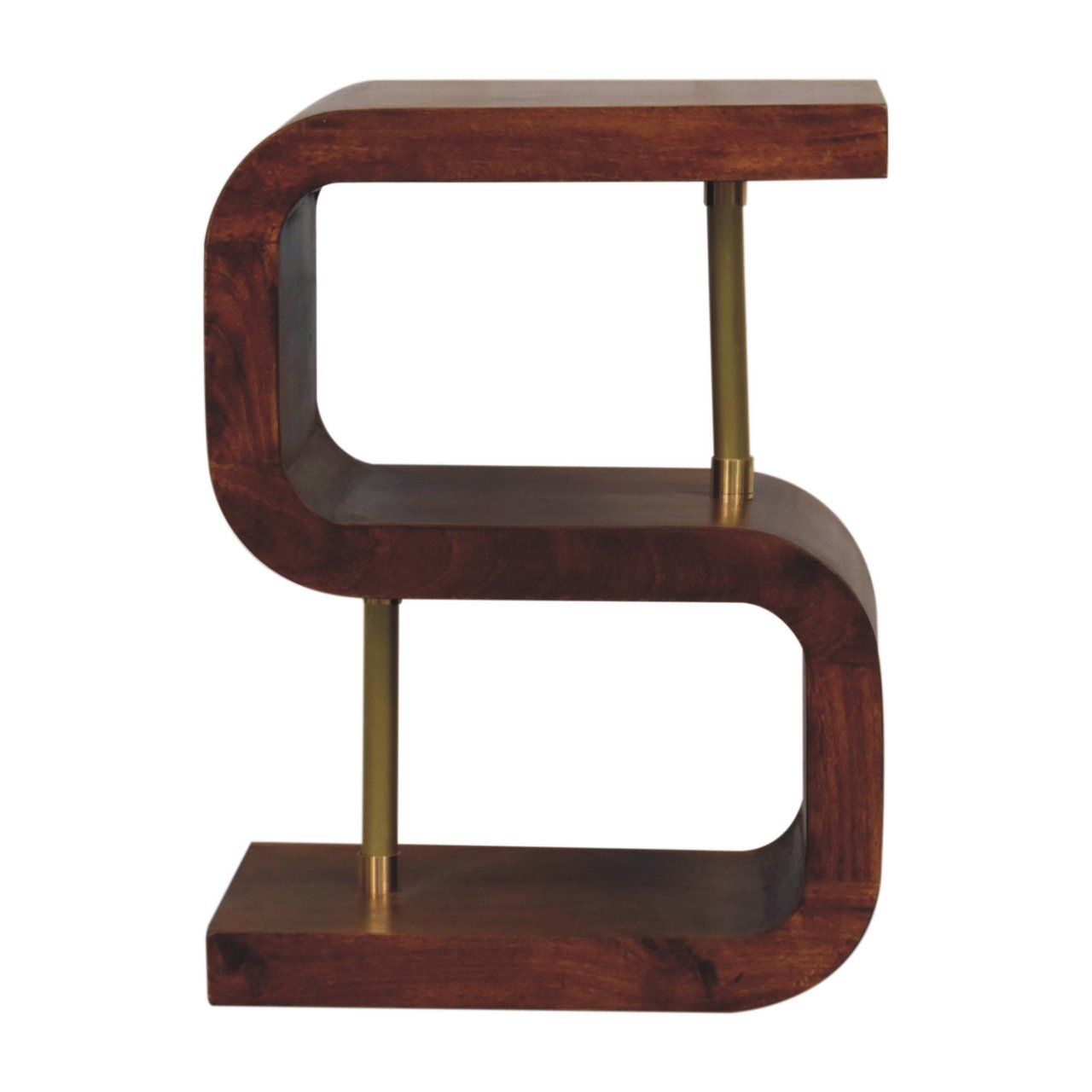 S Curve Brass Bedside Table - Dark Brown - The Sleep Loft - Online Mattress Showroom NYC