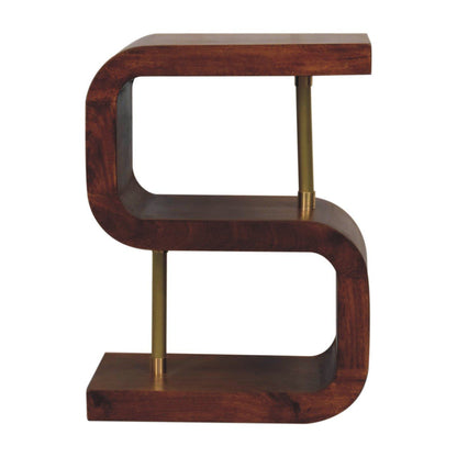 S Curve Brass Bedside Table - Dark Brown - The Sleep Loft - Online Mattress Showroom NYC