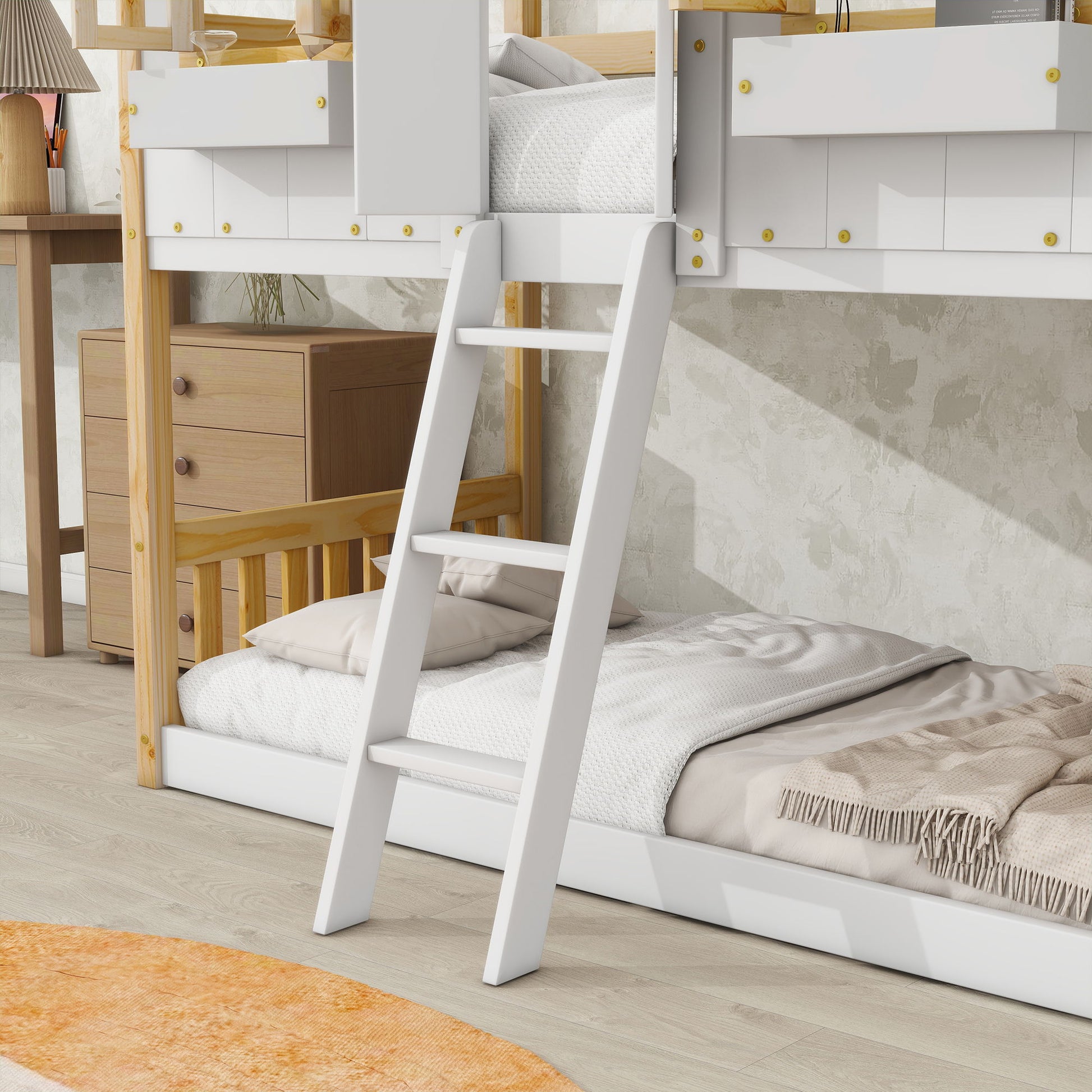House Bunk Bed With Roof, Window, Window Box, Door, With Safety Guardrails And Ladder - The Sleep Loft - Online Mattress Showroom NYC