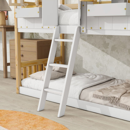 House Bunk Bed With Roof, Window, Window Box, Door, With Safety Guardrails And Ladder - The Sleep Loft - Online Mattress Showroom NYC
