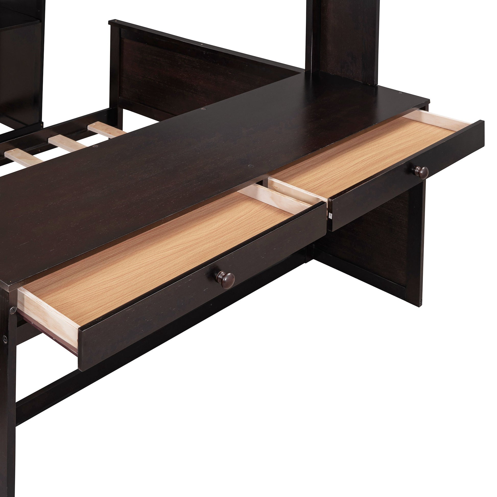 Loft Bed With A Twin Size Standalone Bed, Shelves, Desk, And Wardrobe - The Sleep Loft - Online Mattress Showroom NYC