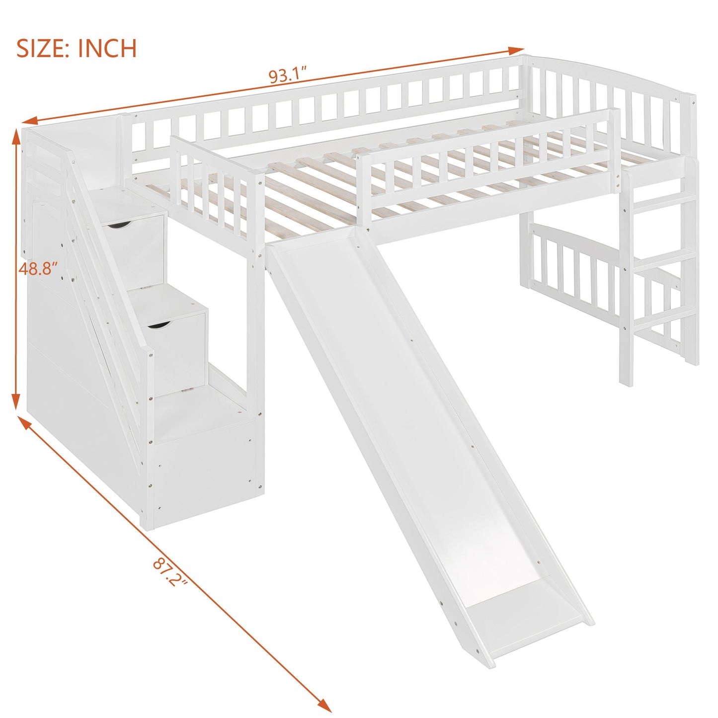 Loft Stairway Bed With 2 Drawers, Convertible Ladder And Slide - The Sleep Loft - Online Mattress Showroom NYC