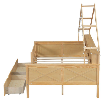 House Style Platform Bed With LED Lights, Storage Shelves, Drawers, And Guardrail - The Sleep Loft - Online Mattress Showroom NYC
