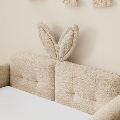 Cute Rabbit Ear Upholstered Platform Bed Frame With Safety Rail - The Sleep Loft - Online Mattress Showroom NYC