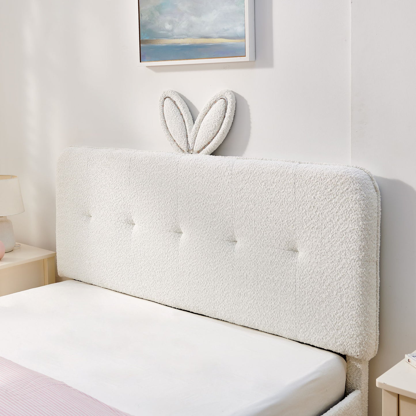 Upholstered Bed With Oversized Rabbit Ear Headboard, LED Lights & 4 Storage Drawers - The Sleep Loft - Online Mattress Showroom NYC