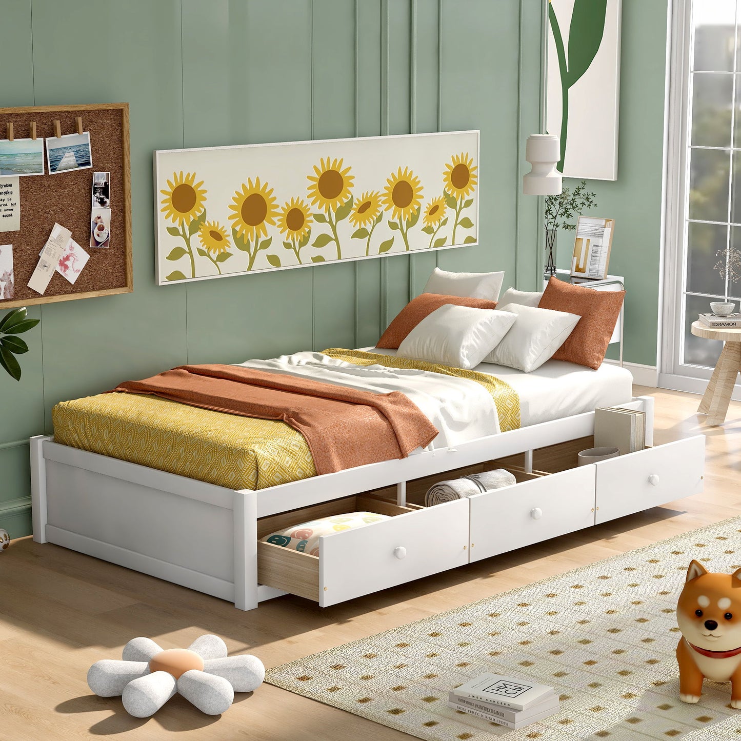 Twin Size Platform Storage Bed With 3 Drawers - White - The Sleep Loft - Online Mattress Showroom NYC