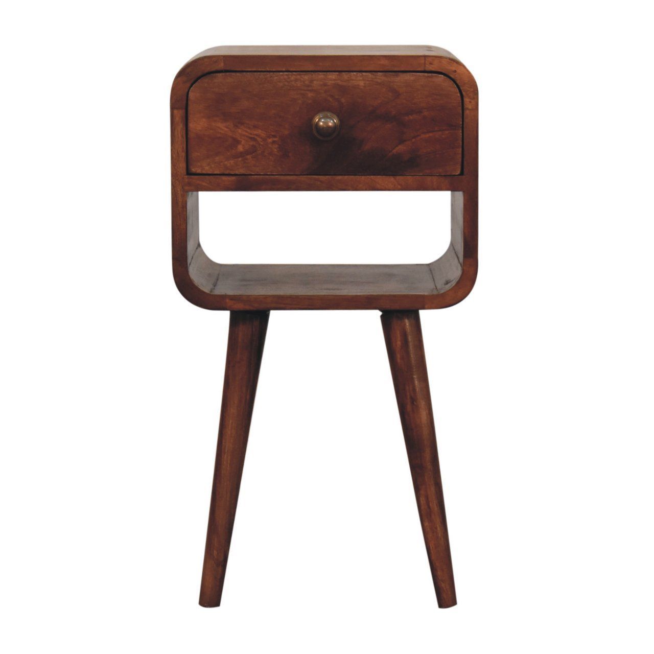 Mini California Curved Nightstand Wth Lower Slot - The Sleep Loft - Online Mattress Showroom NYC