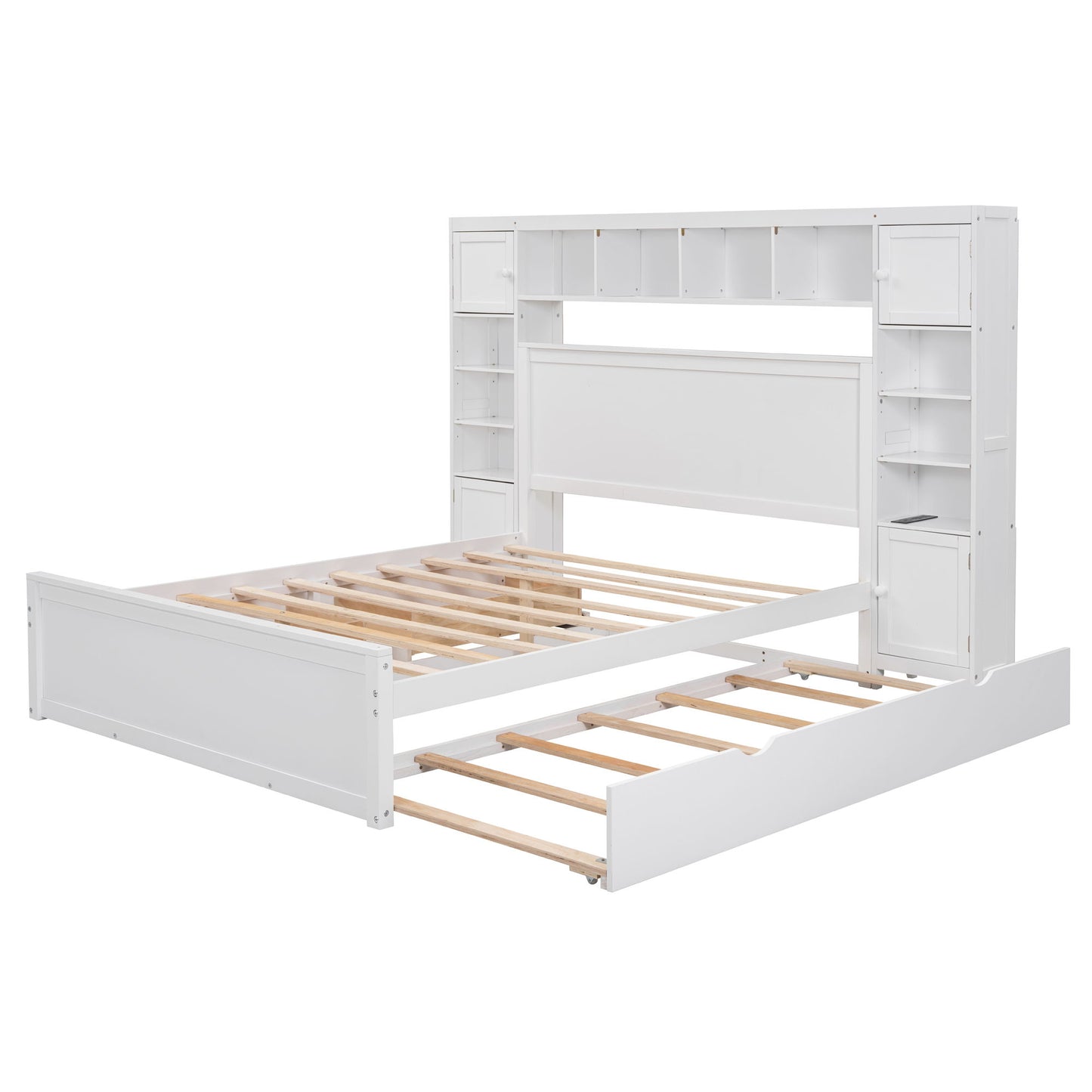 Bed With All In One Cabinet, Shelf And Sockets, Twin Long Trundle - The Sleep Loft - Online Mattress Showroom NYC