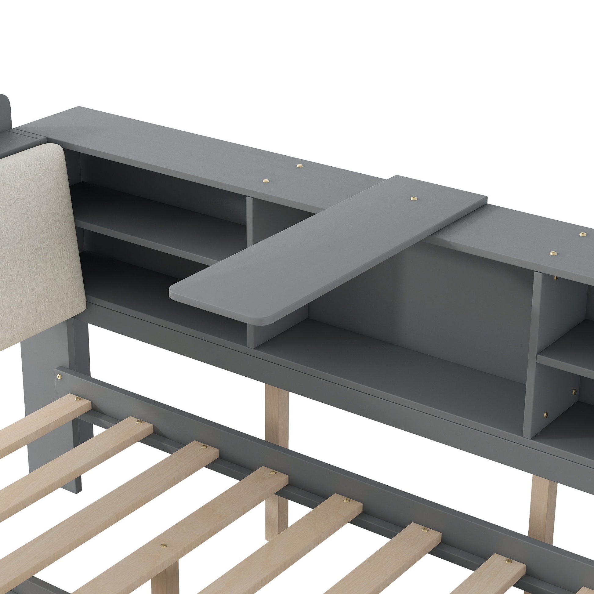 Platform Bed With Trundle, Shelves, And Storage Headboard - The Sleep Loft - Online Mattress Showroom NYC