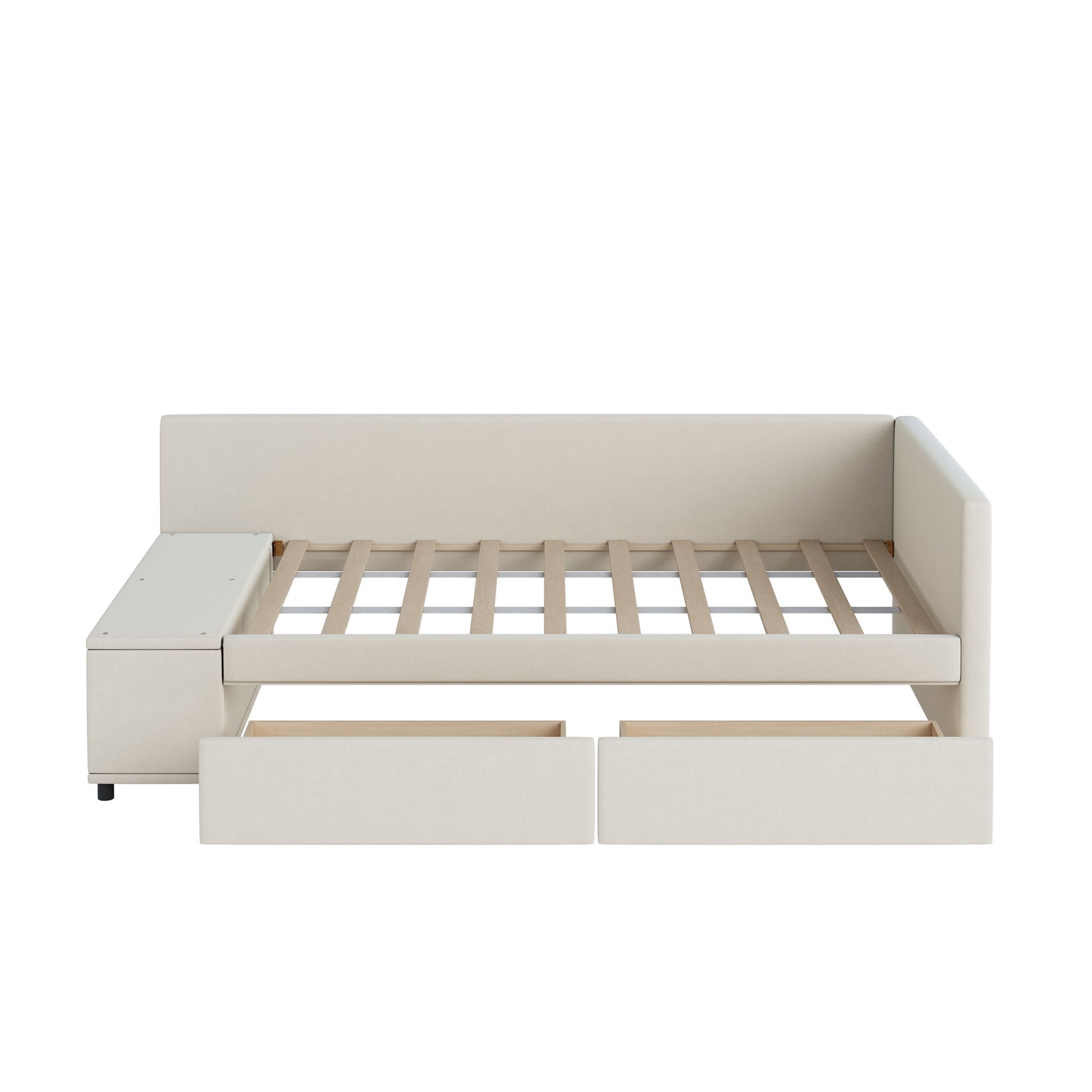 L Shaped Upholstered Platform Bed With Storage And Drawers - The Sleep Loft - Online Mattress Showroom NYC