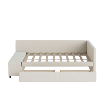 L Shaped Upholstered Platform Bed With Storage And Drawers - The Sleep Loft - Online Mattress Showroom NYC