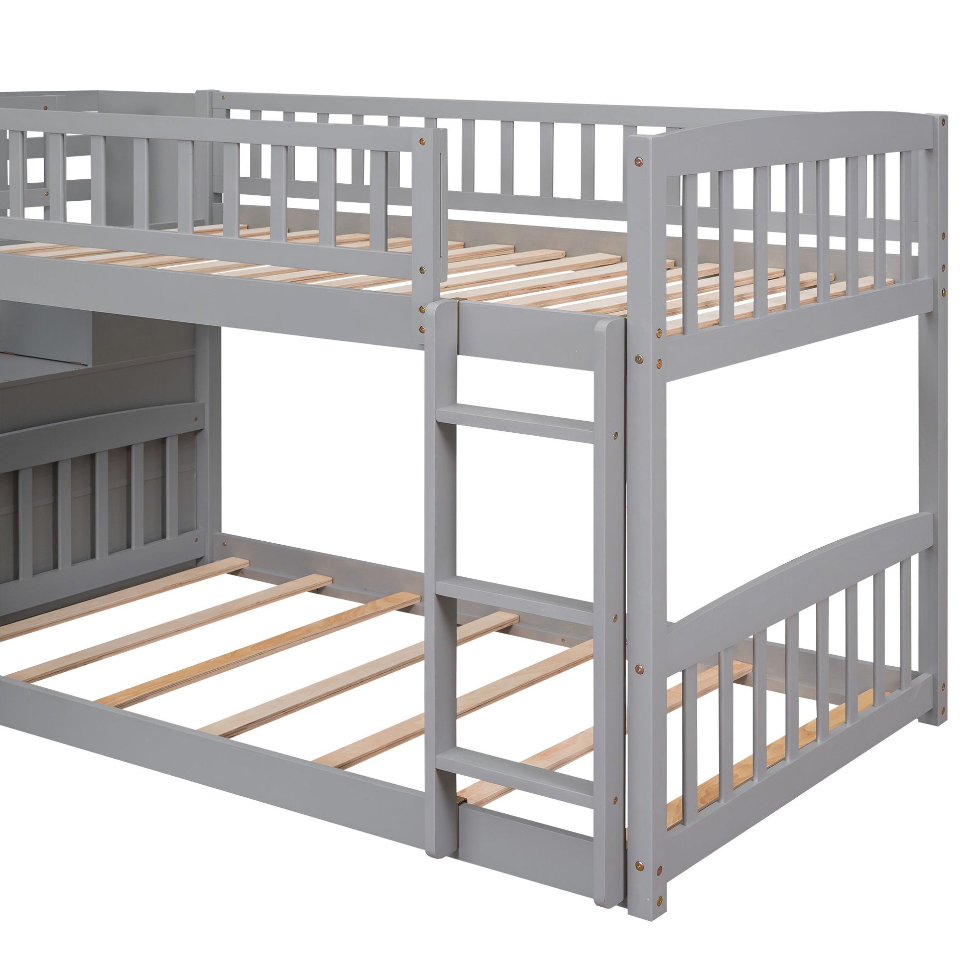 Twin Over Twin Bunk Stairway Bed With 2 Drawers And Slide - Gray - The Sleep Loft - Online Mattress Showroom NYC
