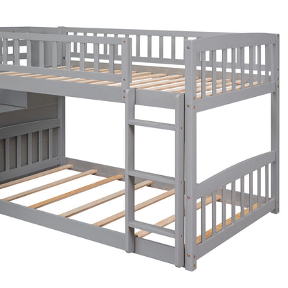 Twin Over Twin Bunk Stairway Bed With 2 Drawers And Slide - Gray - The Sleep Loft - Online Mattress Showroom NYC