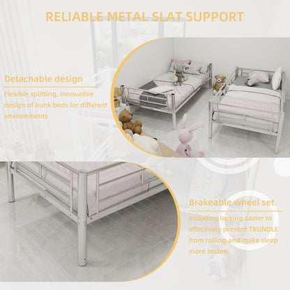 Metal Bunk Bed For Kids, Convertible Bedframe With Ladders & Guardrail - The Sleep Loft - Online Mattress Showroom NYC