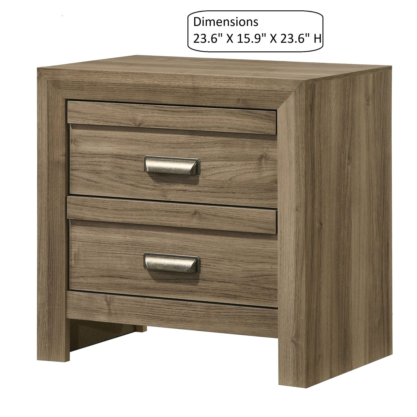 2 Drawer Nightstand With Pulls, Bedroom Furniture - Light Brown - The Sleep Loft - Online Mattress Showroom NYC