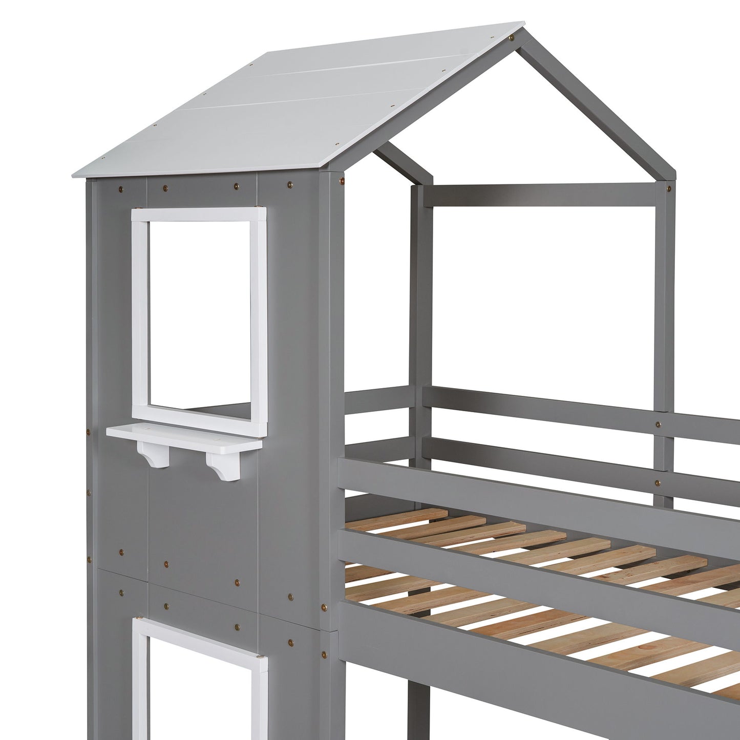 Bunk Bed Wood Bed & Roof, Window, Guardrail, Ladder - The Sleep Loft - Online Mattress Showroom NYC