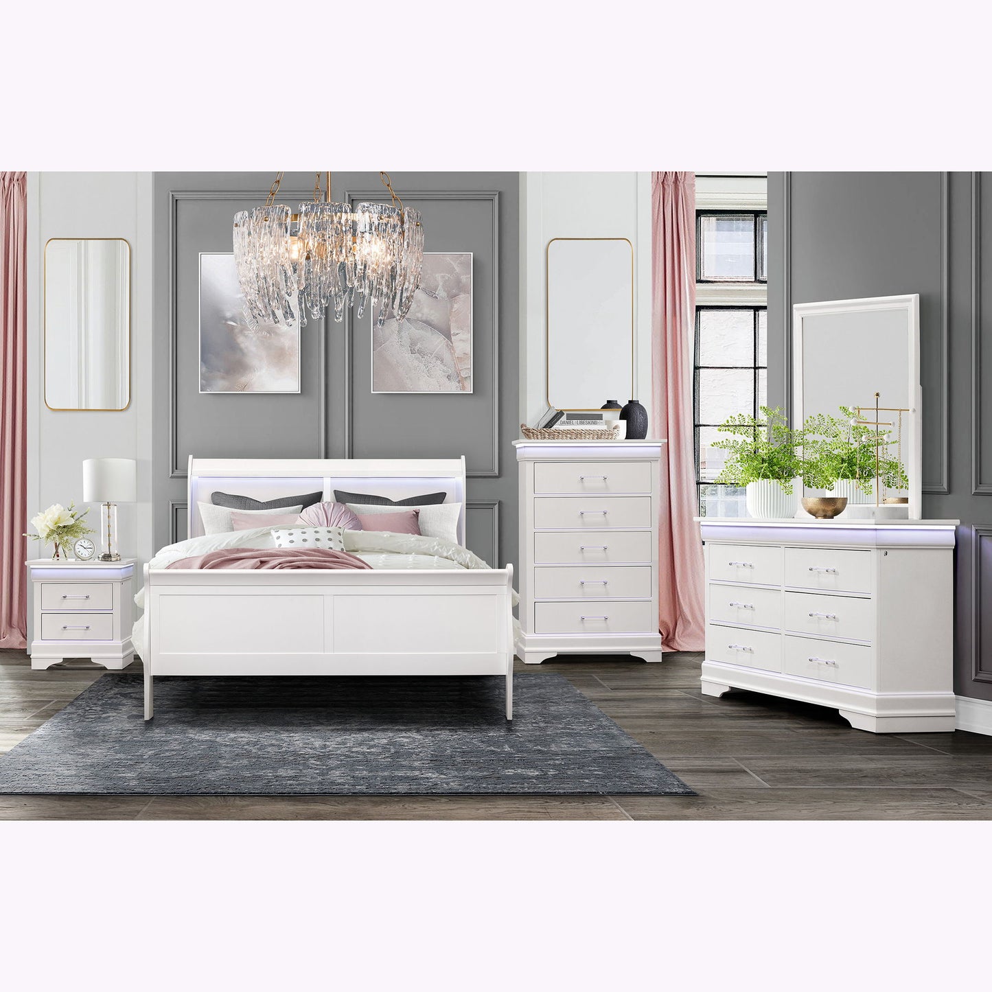 Charlston - Nightstand With LED - The Sleep Loft - Online Mattress Showroom NYC