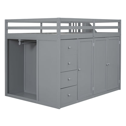 Loft Bed With Built In Wardrobes, Cabinets And Drawers - The Sleep Loft - Online Mattress Showroom NYC