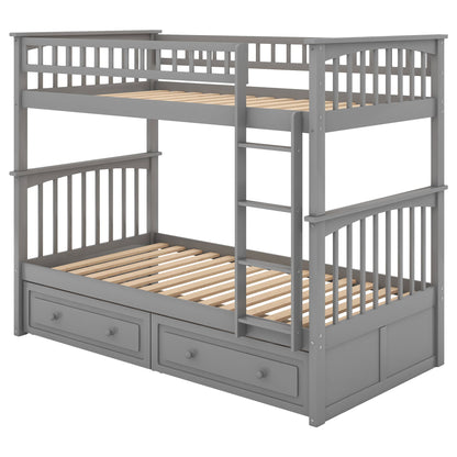Twin Over Twin Bunk Bed With Drawers, Convertible Beds - The Sleep Loft - Online Mattress Showroom NYC