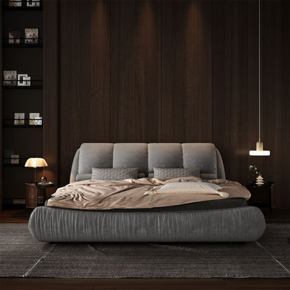 Luxury Upholstered Platform Bed With Oversized Padded Backrest And Solid Wood Frame - The Sleep Loft - Online Mattress Showroom NYC