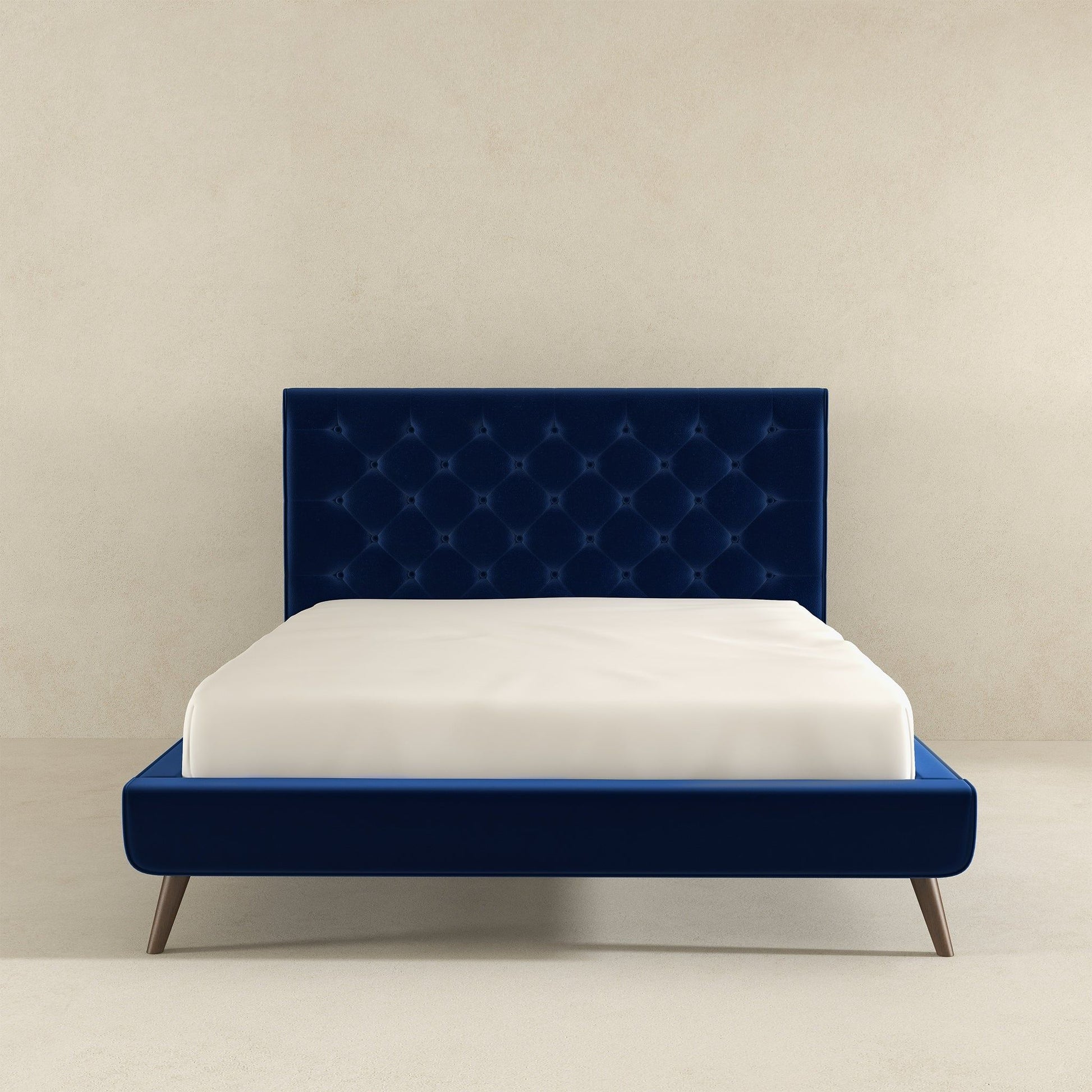 Dillon - Mid-Century Velvet Platform Bed - The Sleep Loft - Online Mattress Showroom NYC