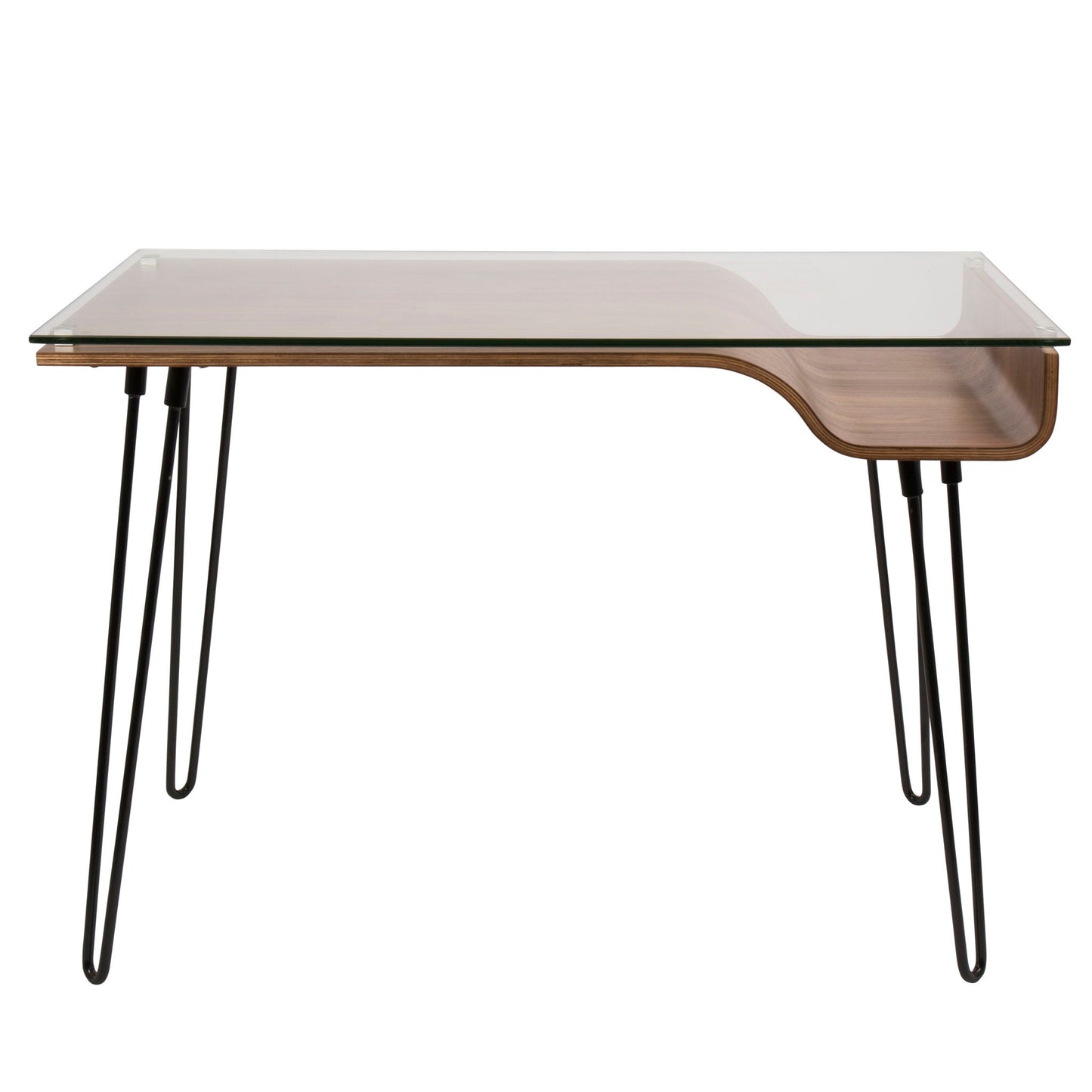 Avery - Mid-Century Modern Desk - Walnut / Clear / Black - The Sleep Loft - Online Mattress Showroom NYC