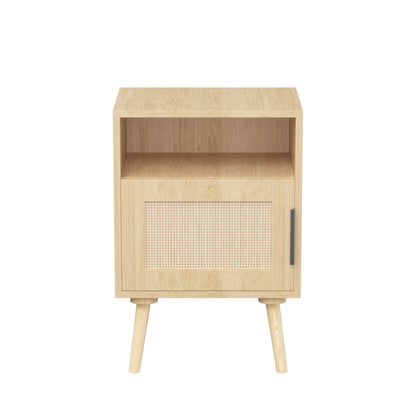 Nightstand, Side Table With Door And Open Shelf For Bedroom - Oak - The Sleep Loft - Online Mattress Showroom NYC