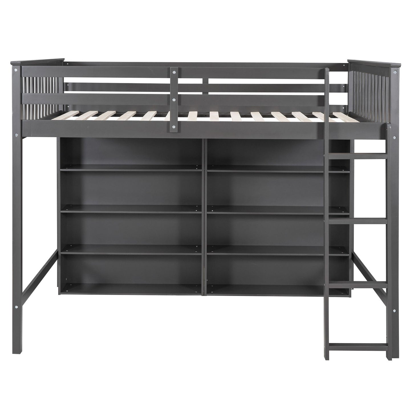 Loft Bed With 8 Open Storage Shelves And Built In Ladder - The Sleep Loft - Online Mattress Showroom NYC