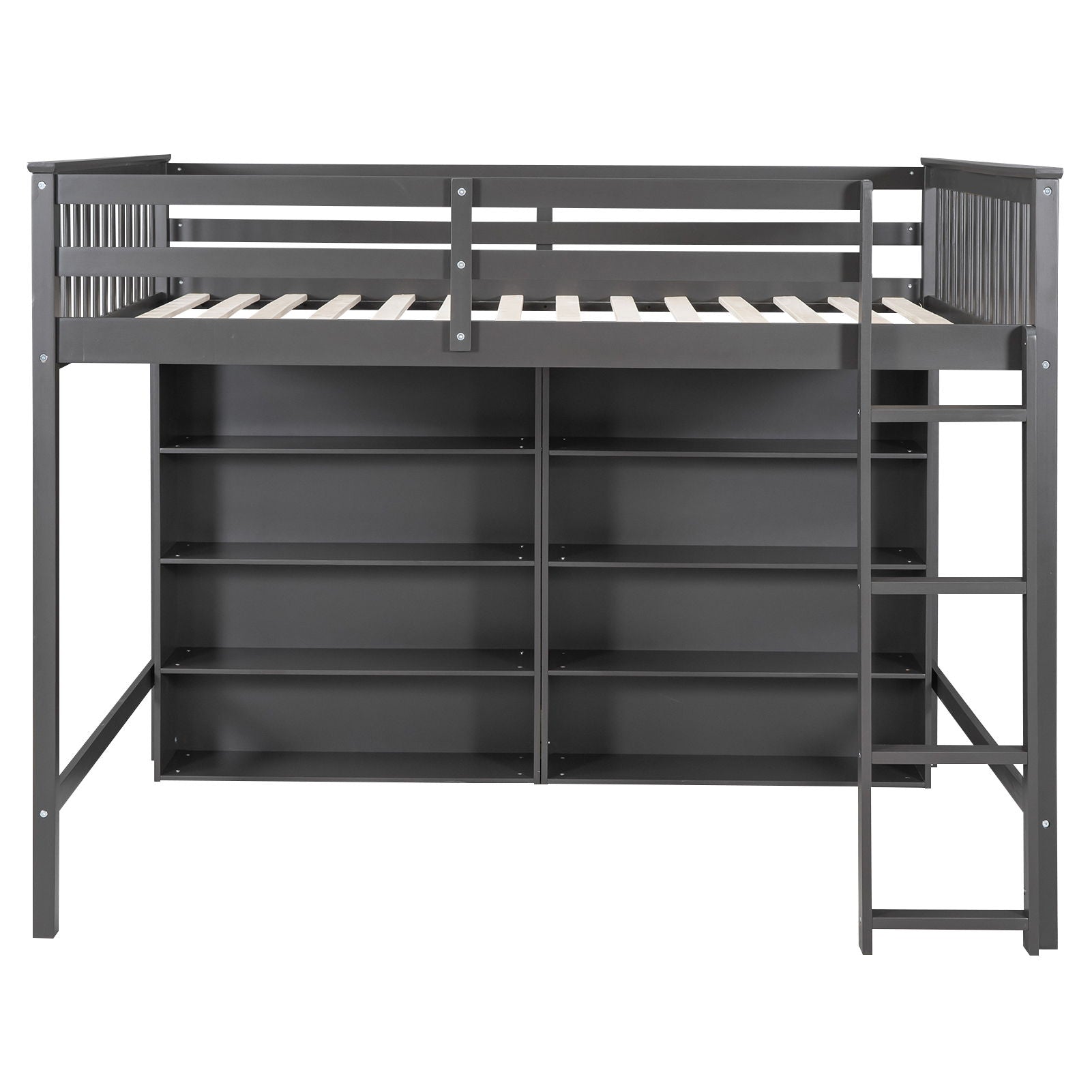Loft Bed With 8 Open Storage Shelves And Built In Ladder - The Sleep Loft - Online Mattress Showroom NYC