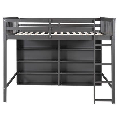 Loft Bed With 8 Open Storage Shelves And Built In Ladder - The Sleep Loft - Online Mattress Showroom NYC