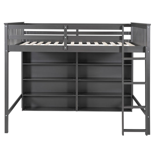 Loft Bed With 8 Open Storage Shelves And Built In Ladder - The Sleep Loft - Online Mattress Showroom NYC