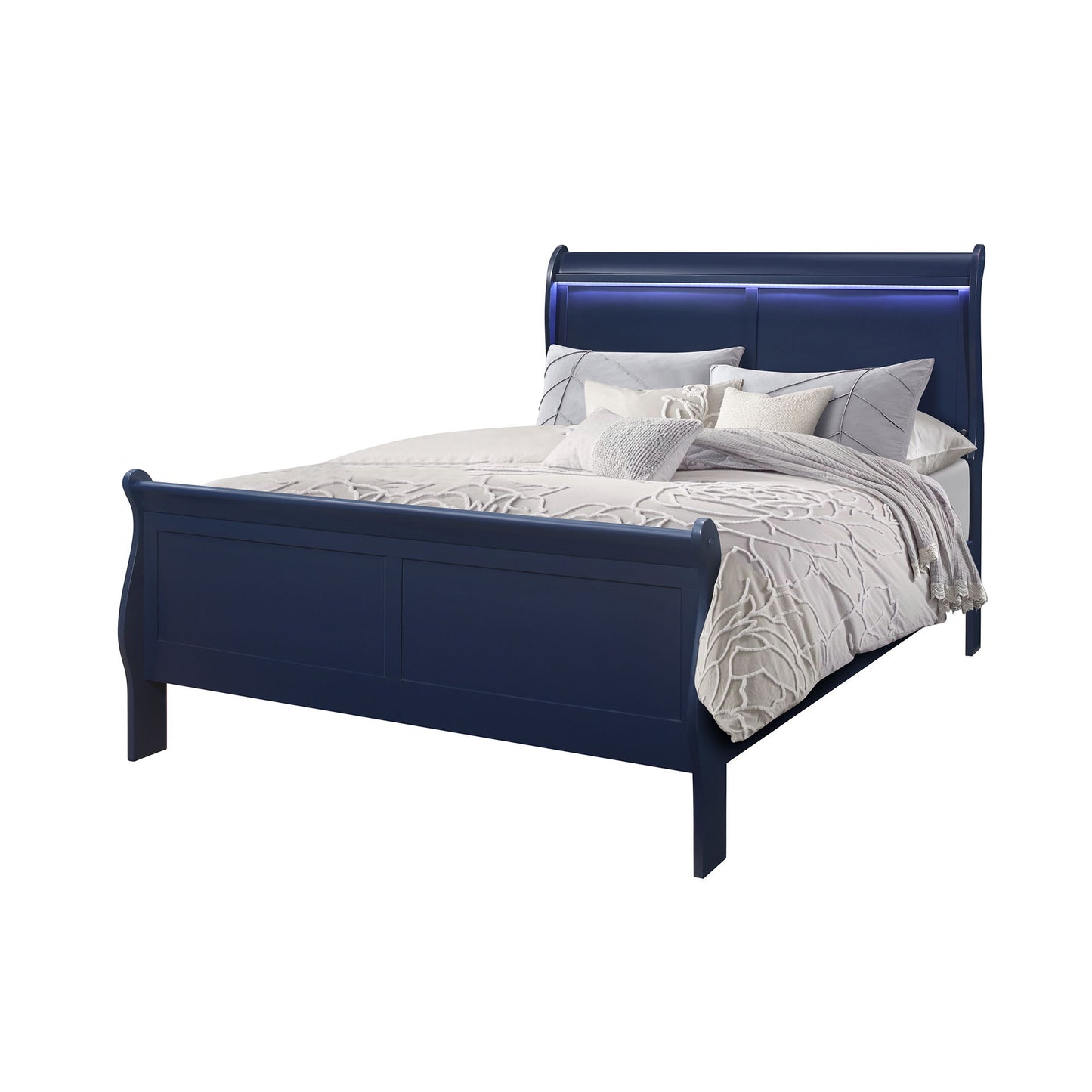 Charlston - Modern Sleigh Design Bed With LED - The Sleep Loft - Online Mattress Showroom NYC